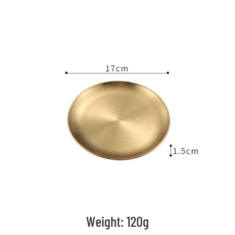

Korean Style Gold Thickened Stainless Steel Round Plate