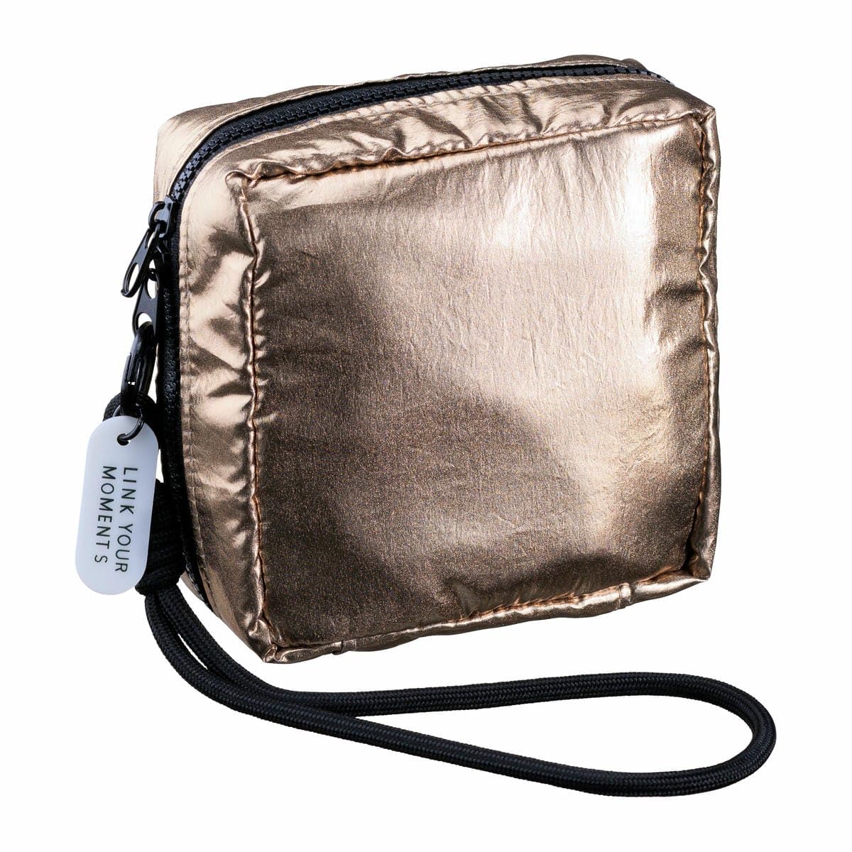 Square Pouch with Hand Marks Champagne Gold Strap, Collection, HDS-PO03-MGD