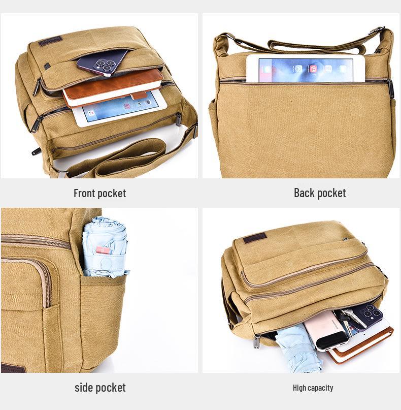 Men's Multifunctional Canvas Crossbody Bag: Versatile Travel & Tool Carrier
