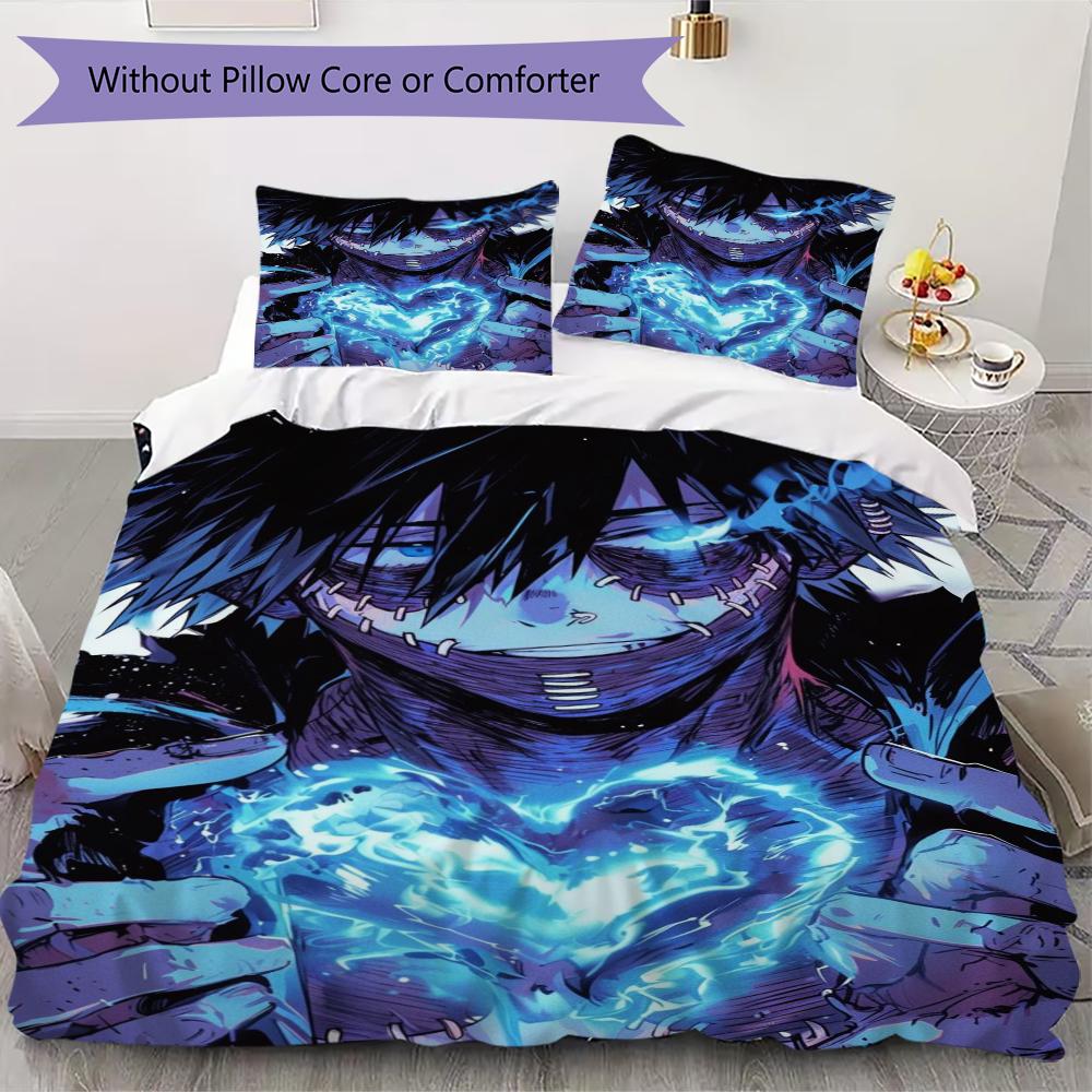 

My Hero Academia Pattern Bedding uilt Set uilt Cover Pillowcase Home Decoration Birthday Gift (1 * duvet cover + 2 * pillowcase without core) 135x200cm