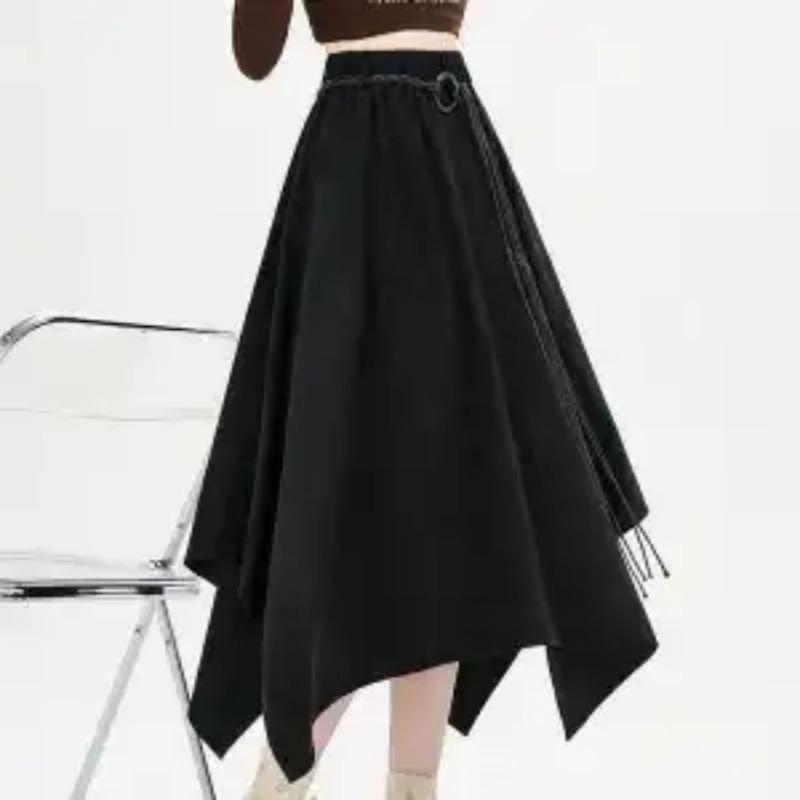 

Ретро Неправильная Вельветовая Юбка из Оленьей Кожи для Женщин Осень Новая Юбка с Воланами и Вставками Большая Юбка-Зонт S