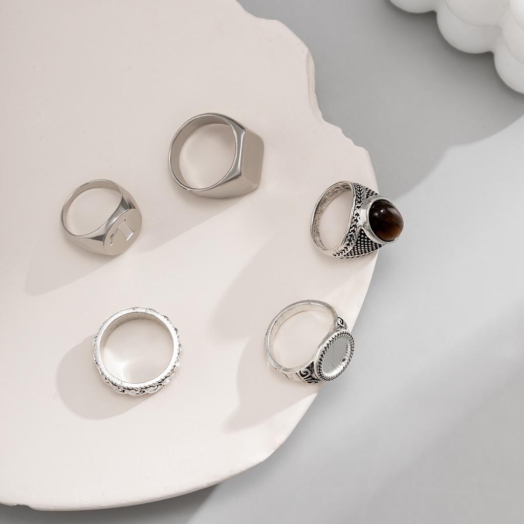 Ring Set for Men High-End Simple Fashion Personality Ring Geometric Alloy Index Finger Ring