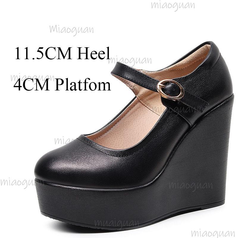 White Wedges Platform Mary Jane Shoes Women's Round Toe Casual Shoes Comfortable Black High Heel Pumps Spring Autumn Sandals