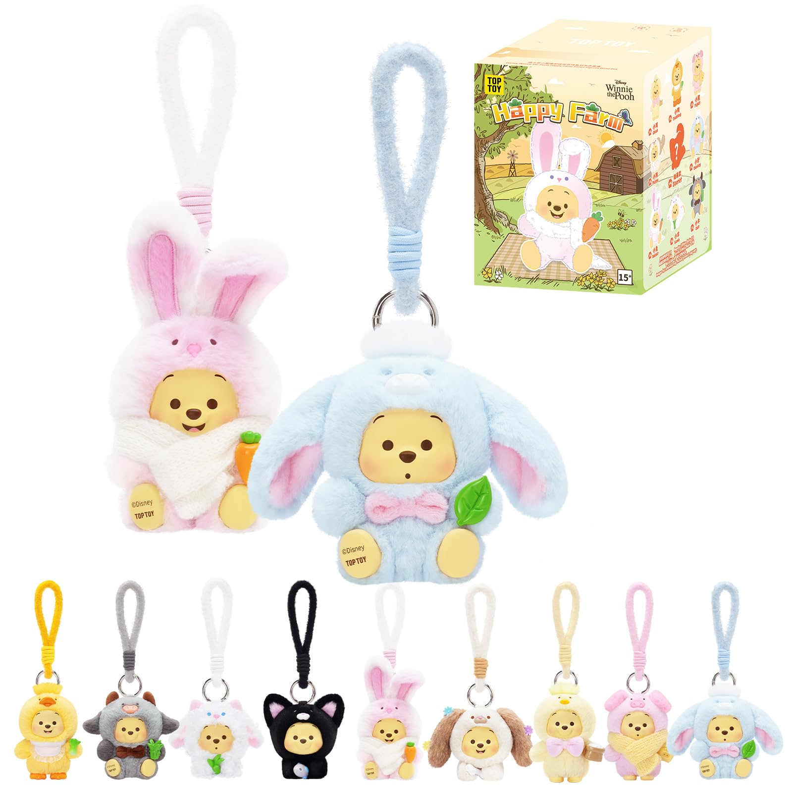 

TOP TOY Disney Winnie the Pooh [Happy Farm] Plush Pendant Series [1 Piece] Gacha Gacha Blind Box Figure Plastic Model Premium Toy Soft Vinyl Birthday