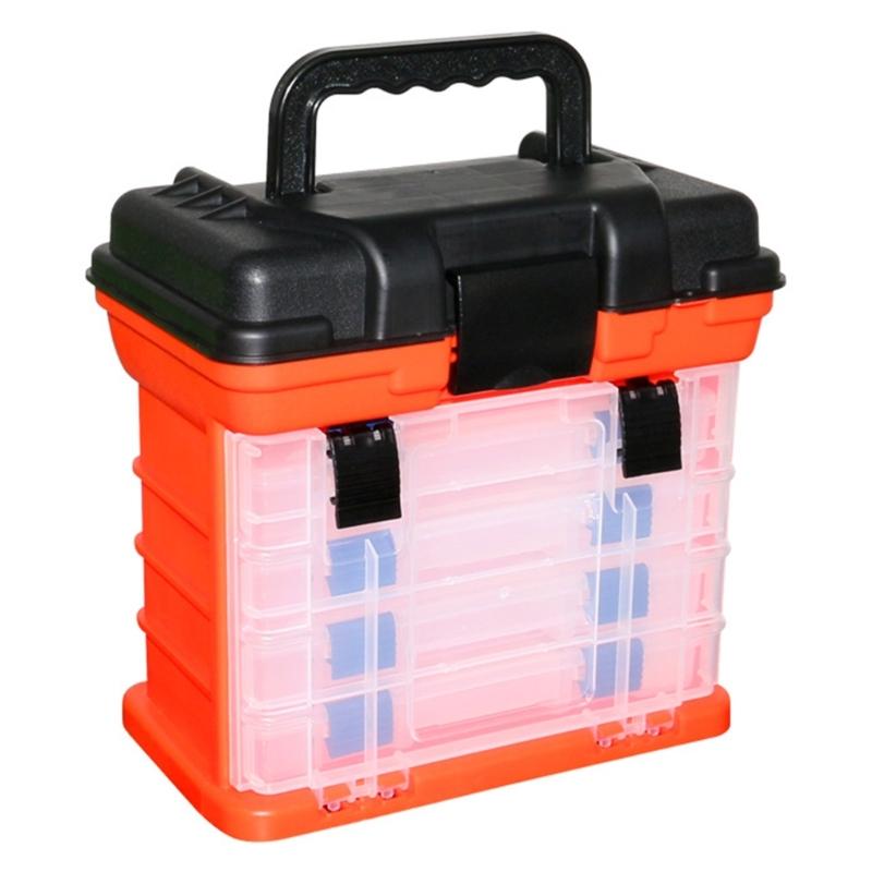 Tackle Tool Organizers Case for Fishing Accessory, Fishing Tackle Storage Box with Handle, 4 Layer Fishing Tackle Box