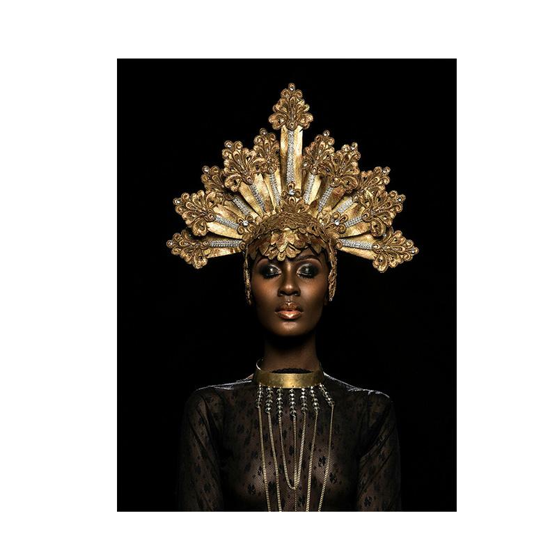 Black and Gold African Nude Woman Indian Oil Painting On Canvas Posters and Prints Scandinavian Wall Art Picture for Living Room