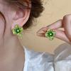 Summer Green Flower Fashionable and Elegant Earrings Temperament Versatile Sweet Stud Earrings Atmospheric Fresh Earrings