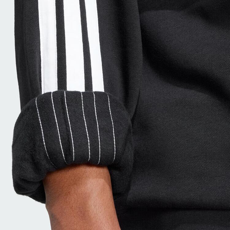 Adidas Logo Striped Crew Neck Long Sleeve Sweatshirt Men sweatshirt Black JE6304