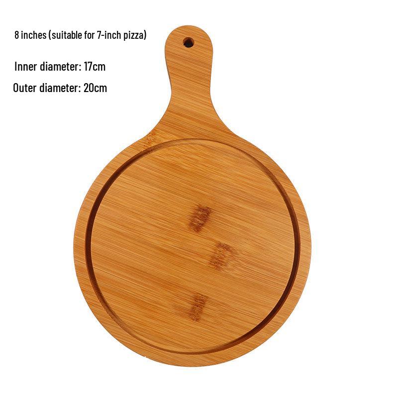 Nanmu Bamboo Pizza Board - Chinese Style Wooden Tray with Handle for Bread, Steak, and Pizza