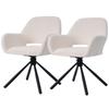 Swivel, Sherpa Fabric, Set of 2, With Armrests, Modern and Simple, Dining Chair, White