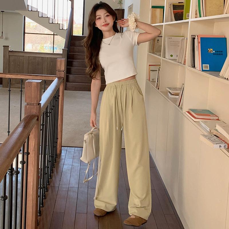 

Свободные универсальные брюки широкого кроя на весну и осень, женские повседневные прямые брюки с высокой талией и драпировкой в стиле ретро XS