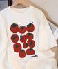 Cute Tomato Print T-Shirt Women Short Sleeve Tee Natural Fruit Graphic Top Kawaii Casual Summer Tshirt Friendly Gift