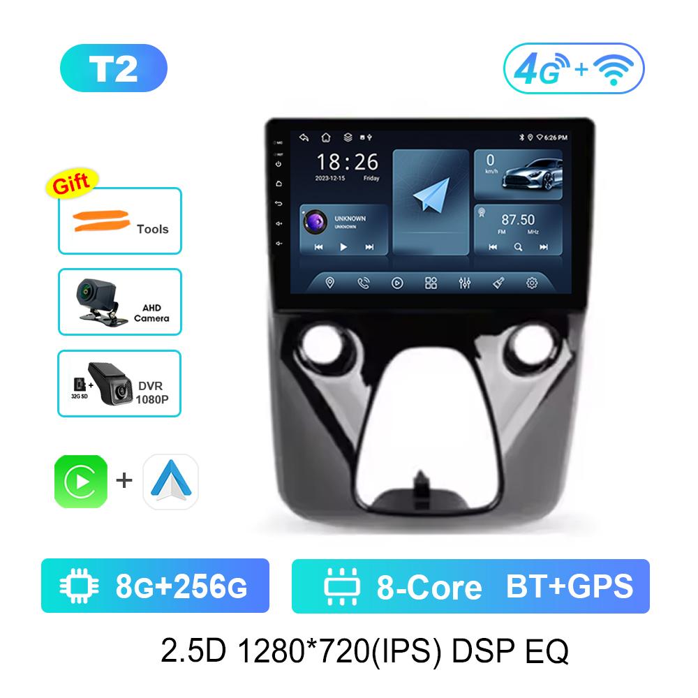 10'' for Peugeot 108 For Toyota Aygo B40 2014 - 2021 Car Radio Multimedia Player Android OS BT 4G Carplay DSP Stereo Auto Tools