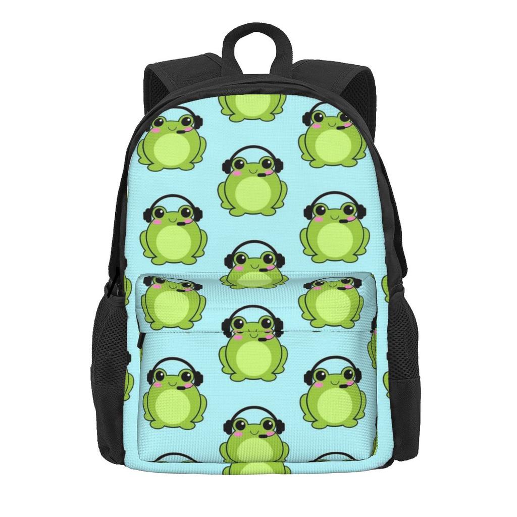Süßer Frosch-Print Rucksack Bunte Tier Wanderrucksäcke Mädchen Design Print High School Taschen Ästhetischer Rucksack