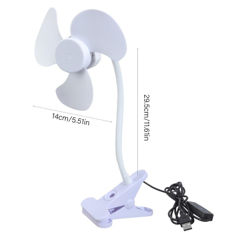 Portable Desk Fan With 360 Rotatable Clamp 5V USB Power Small Fan Quiet Operations for Indoor Outdoor Use