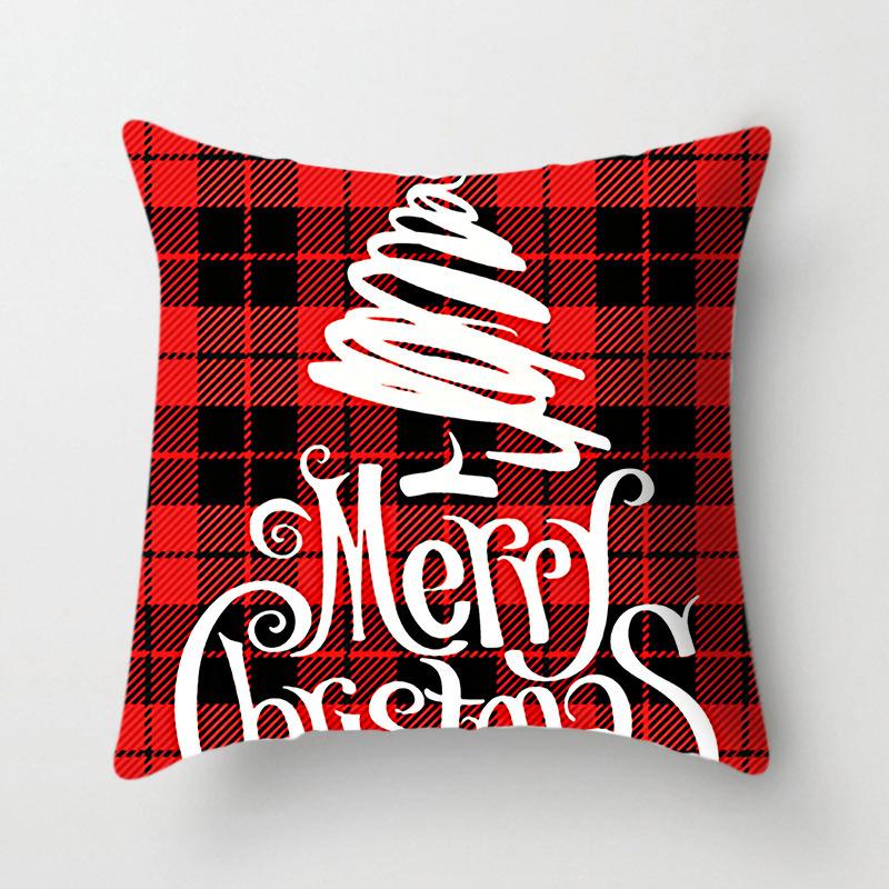 45x45cm New Year Christmas Elk Letter Printing Pattern Cushion Cover Home Living Room Sofa Decoration Throw Pillow Cover