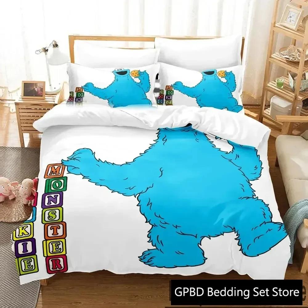 

3D Print Cookie Cartoon Monster Anime Bedding Set Double Twin King Duvet Cover Comforter Pillowcase Boys Girls Adults Bedroom 70x133cm