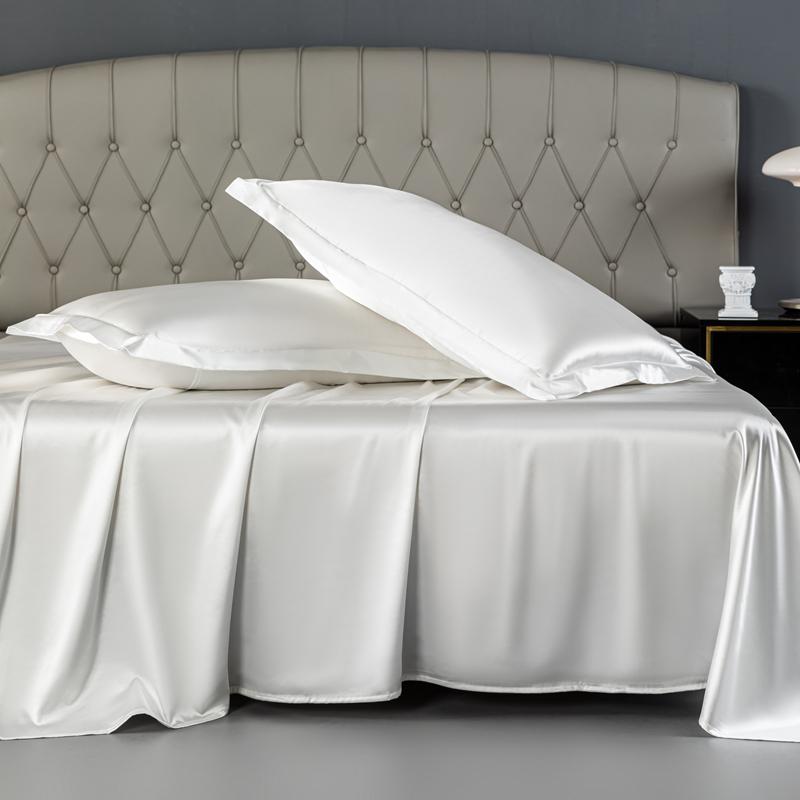 Luxury Silk Satin Bedding Set King Queen Size Bed Cover Flat Sheet Pillowcase for Sleep Home Decro Mulberry Silk Bed Sets