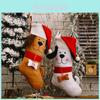 Creative Christmas Stockings For Dogs With Bone Gift Design In Yellow And White