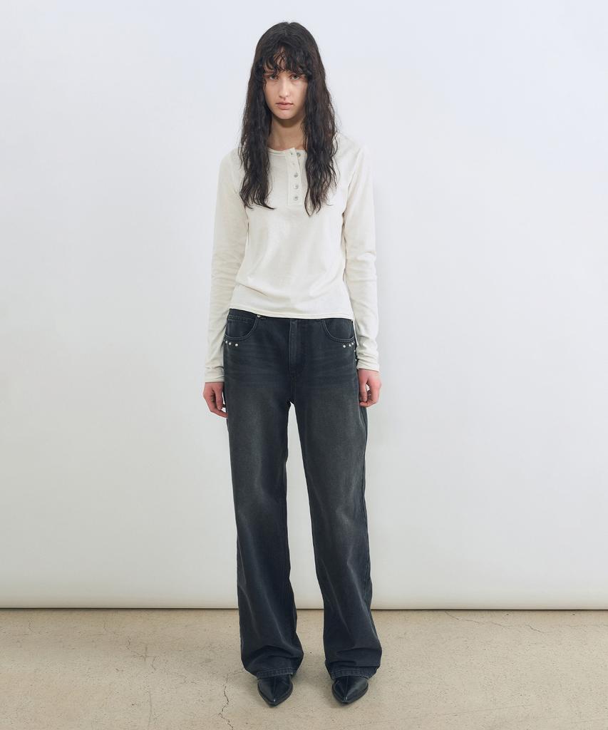 Insilence Woman Studded Denim Black