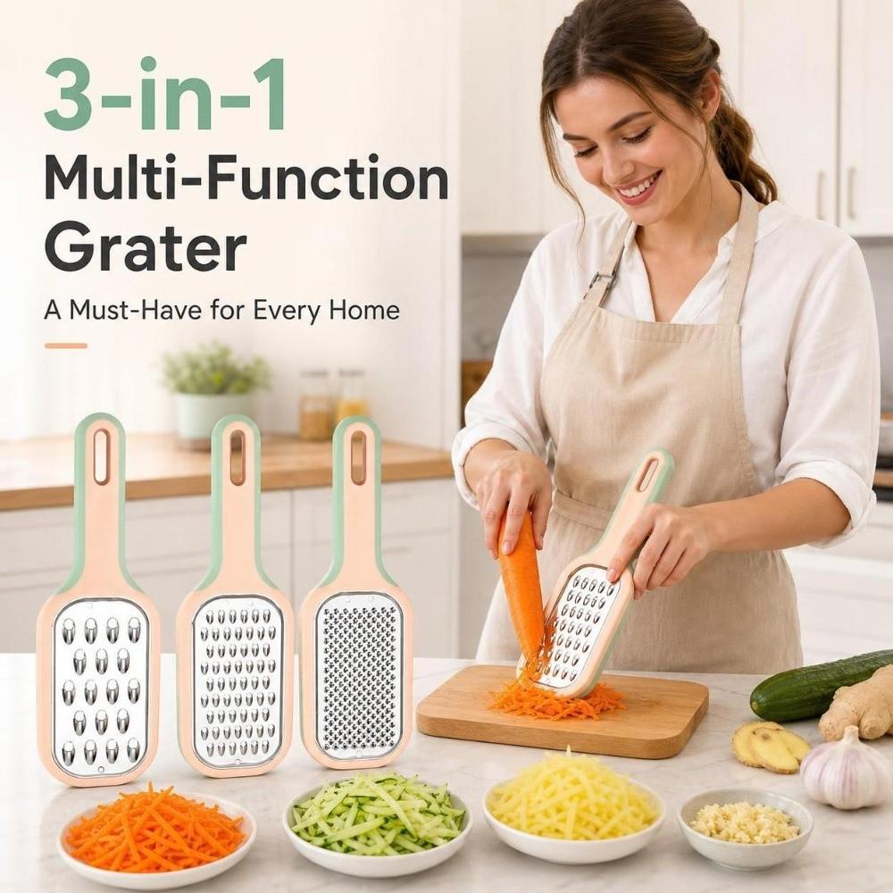 3pcs/set Non Slip Stainless Steel Grater Set Stackable Ginger Garlic Zester Holiday Gift Giving