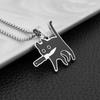 Trendy Stainless Steel Cartoon Cat Pendant Unisex Necklace