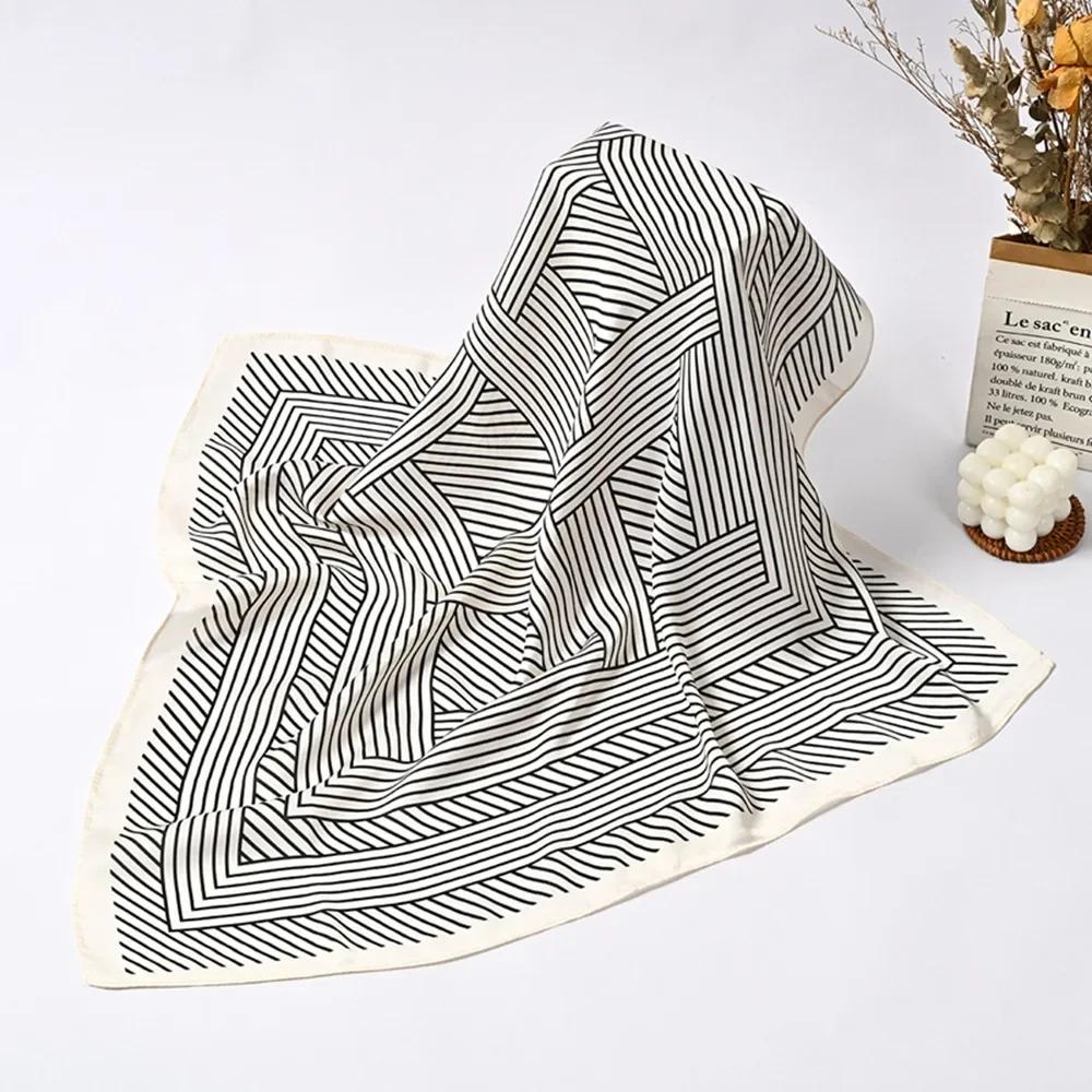Retro Polka Dot Montage Silk Square Scarf Women Soft Satin Hairband Neckerchief Hijab Lady Headband Foulard Bag Ribbons Kerchief