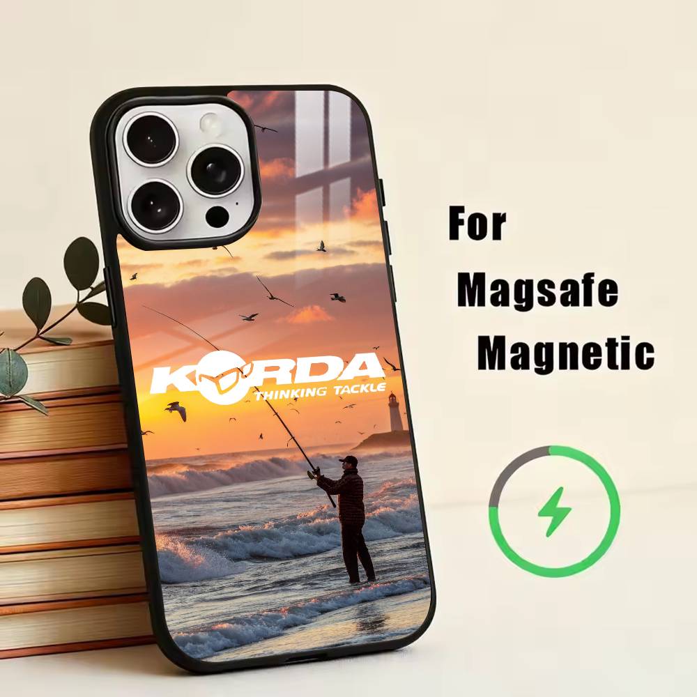Korda F-Fishing Tackle Phone Case For iPhone17,16,15,14,13,12,11 Plus,Pro Magnetic with Magsafe Wireless Charging