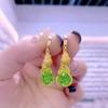 2026 Gold Ear Studs: Green Crushed Ice Gourd Earrings for Women's Light Luxury Fashion