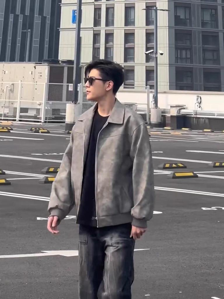 Men's Retro PU Leather Rivet Baseball Jacket - Meilade Spring & Autumn Style Couple Outerwear.