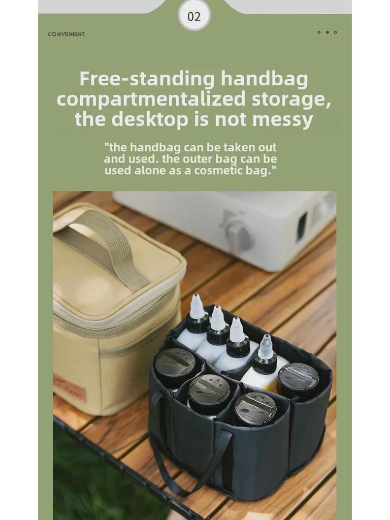 Draagbare Buitenkruidenflesjesset voor Kamperen en Picknicks met Afgesloten Olieflesjes en Opbergtas