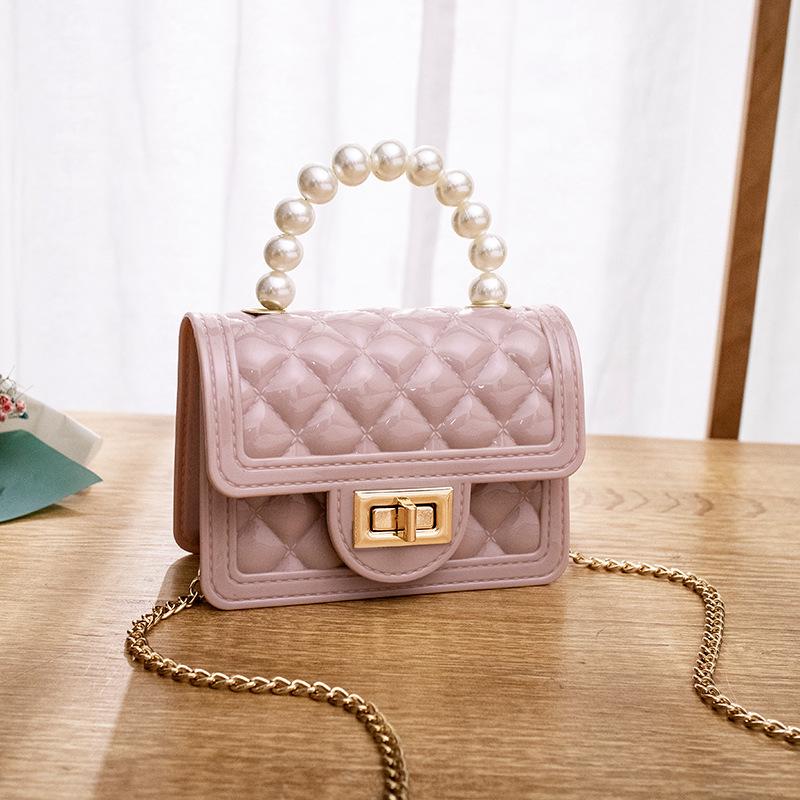 Women's Crossbody Jelly Bag with Pearl & Diamond Lattice, Coin Purse, and Chain Strap - 2022 Cute Style