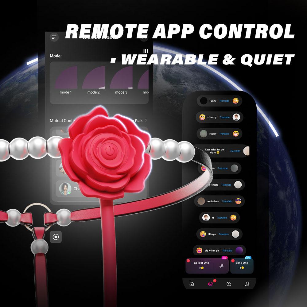 3 In 1 Rose Pearl Wearable Thong Vibrator with App 9 Vibration Modes for G-Spot & Clitoral Stimulation Adult Toy for Women BDSM Female Adult Products