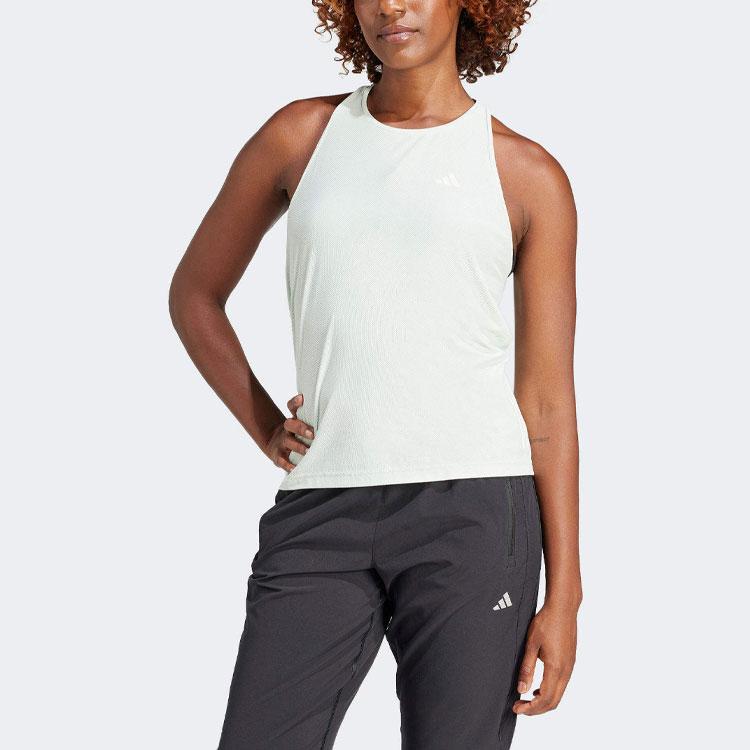 Adidas Own The Run Tank Top Reflective Stripes Round Neck Running Vest Women Tops Green IN2964