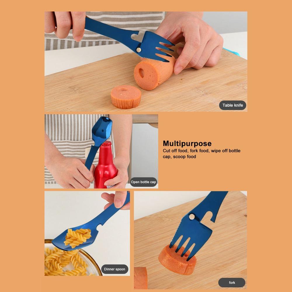 Stainless Steel Spork Fork Spoon Premium Blades Wrench Bottle Opener Wrench  Picnic