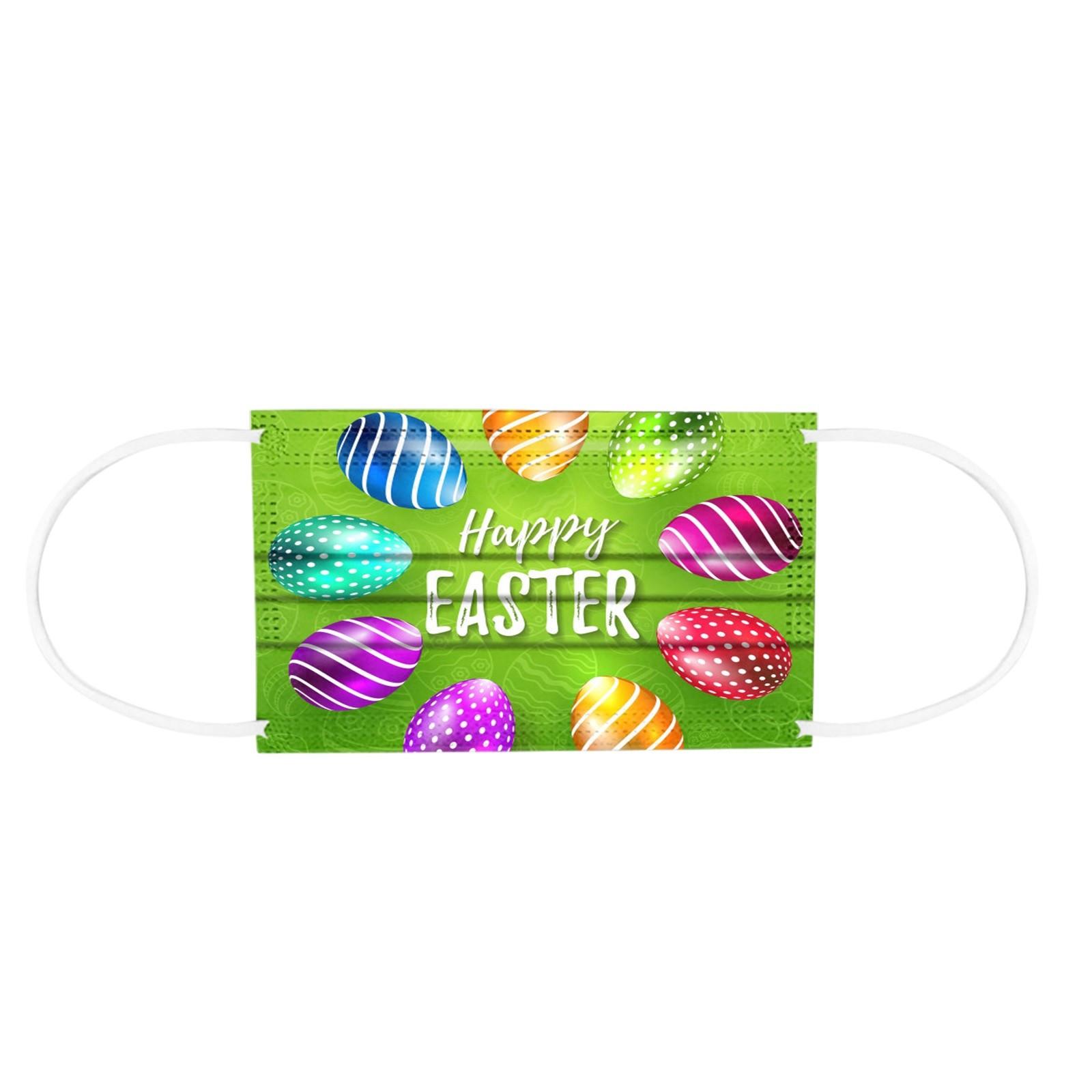 Hozxclle 50-Pack Adult Easter Disposable Face Masks – 3-Layer Cartoon Print, Breathable, Soft Ear Loops, Multicolor