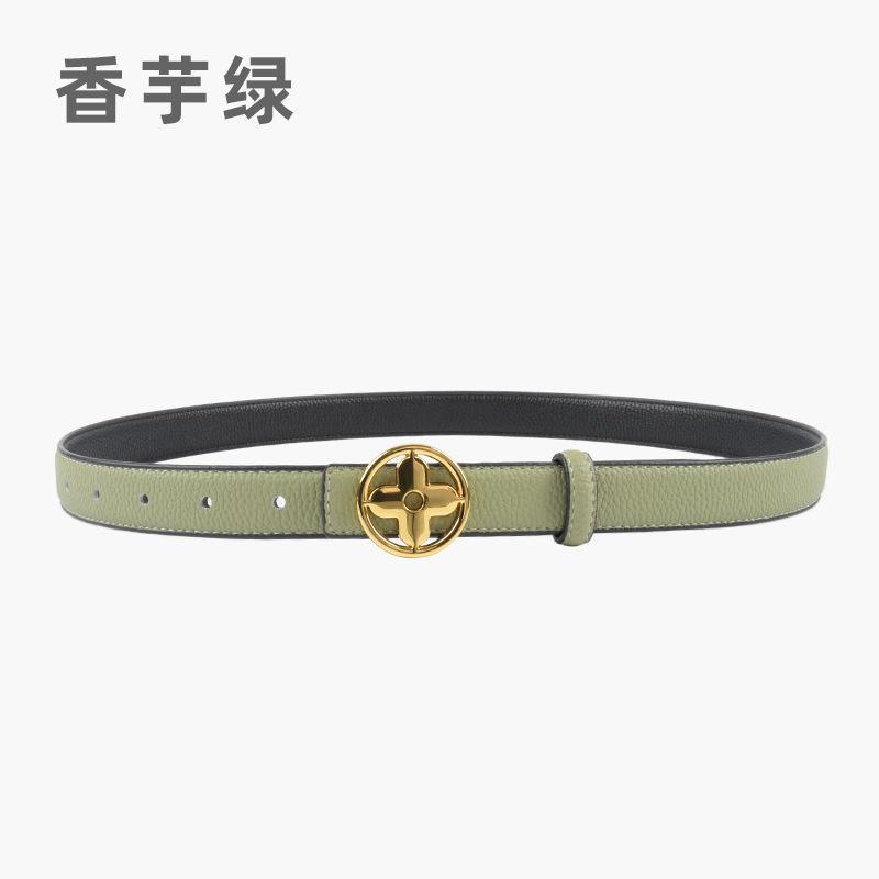 Lychee Pattern Can Be Used On Both Sides, First Layer Cowhide Leather Women'S Belt, Simple Belt With Jeans Casual Pants