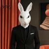 Maschera di Halloween con Visione Illimitata, Testa di Coniglio per Adulti, Cappuccio in Lattice di Coniglio Realistico, Costume Animale Morbido Ecologico, Accessorio per Festa di Carnevale Cosplay