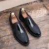 Fashionable Formal Men Shoes Lightweight Outdoor Loafers Thick Soled Wear-resistant Leather Shoes Black Gold andSilverSizes38-48