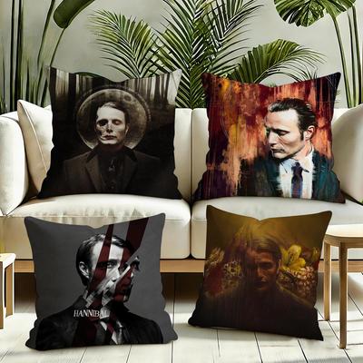 Tv H-Hannibals Cushion Cover Silky Short Plush Invisible Zipper Dustproof Sofa Pillow Case For Home Decor