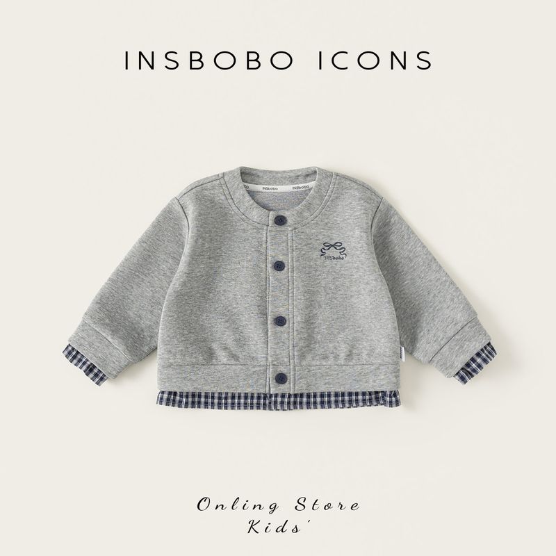 Insbobo Girls Jacket Children s Top 2026 Spring New Stylish Clothes Baby Spring and Autumn Trendy Children s Clothing Gray 80
