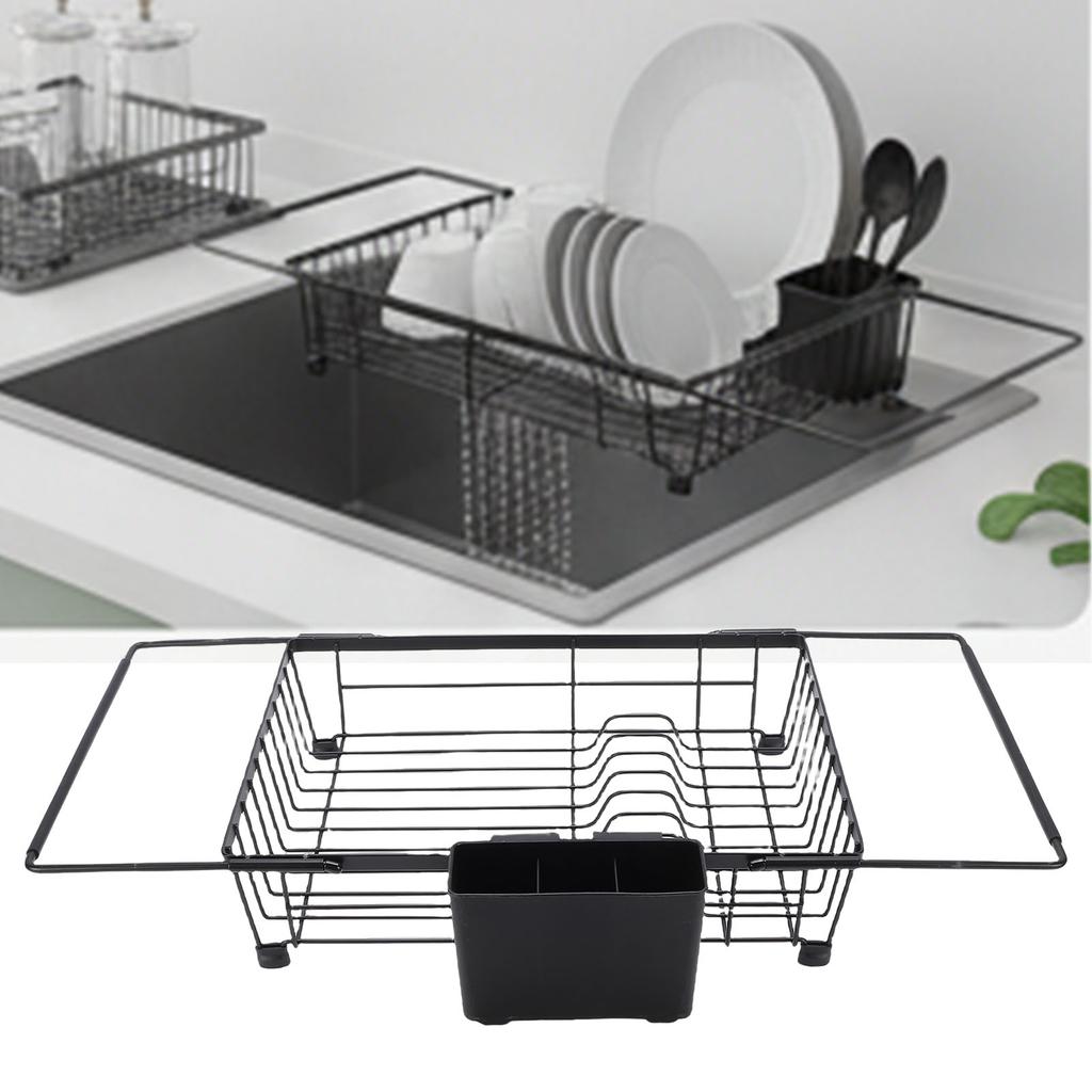 Expandable Dish Drying Rack in Sink Iron Kitchen Utensil Dish Holder Drainer Space Saving for Dishes Plates Bowls