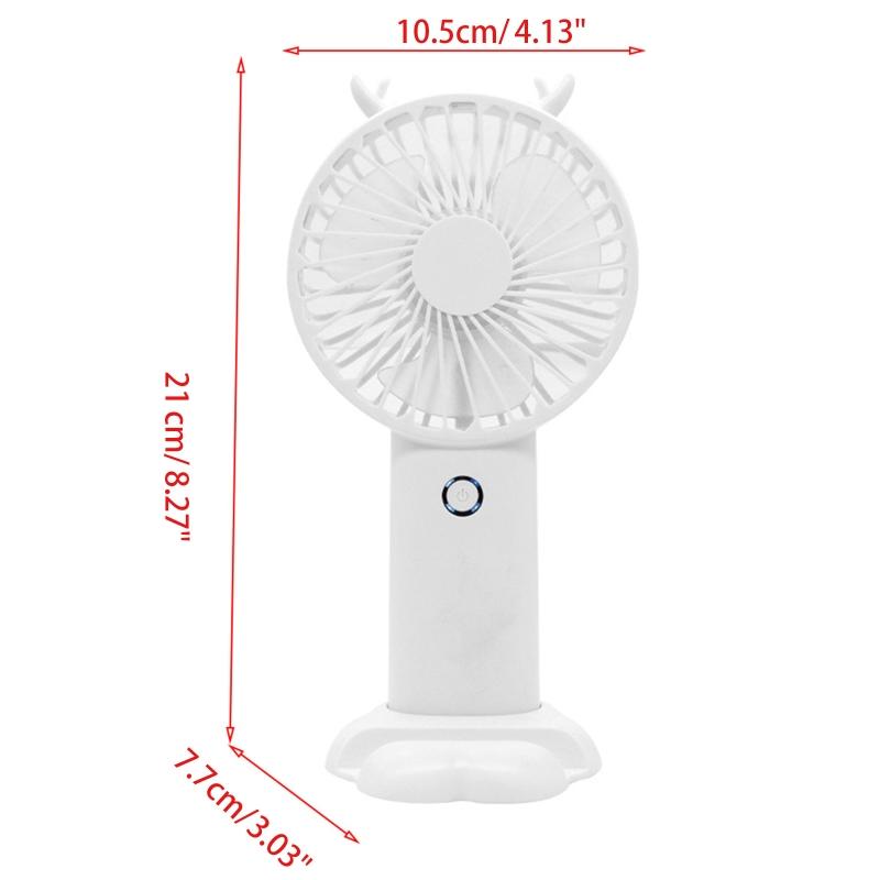 Tragbarer Handventilator mit 5 Geschwindigkeiten, LCD-Anzeige, Basis, Telefonhalter