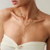 European and American Sense Y-shaped Fringed Necklace Women, Creative Color Double-layer Cross Pendant Collarbone Chain Necklace