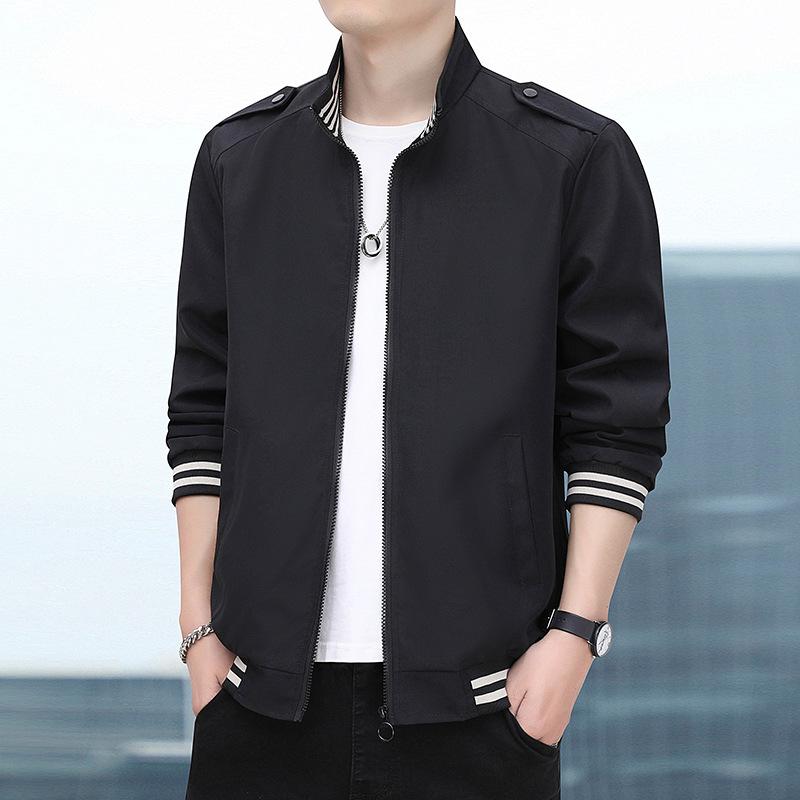 Spring New Men's Jacket Sports Solid Color Stand Collar Jacket Men's Casual Stand Collar Top Fashion