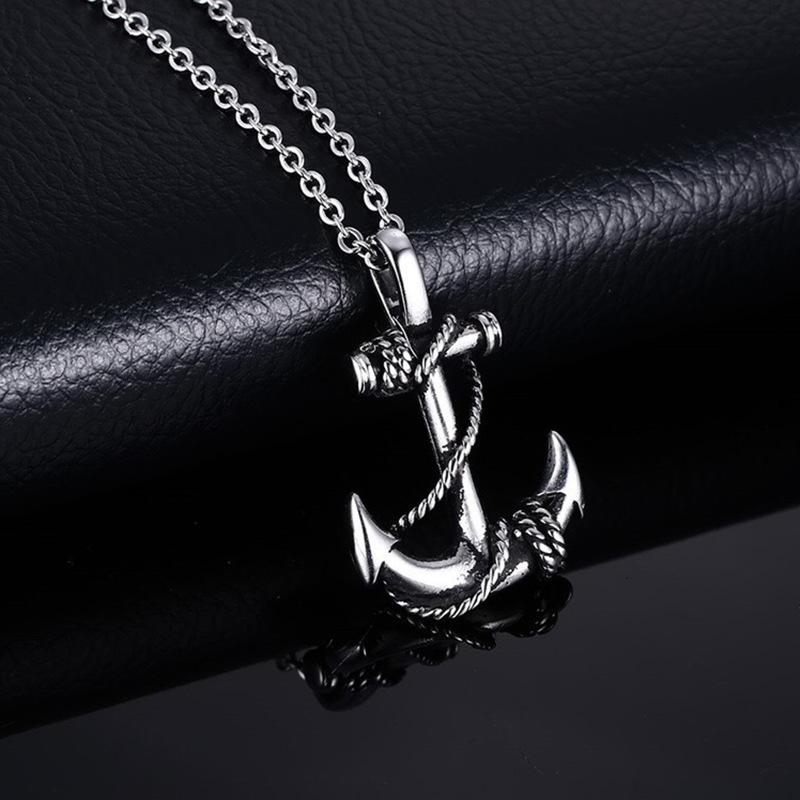 Titanium steel anchor pendant necklace, trendy men's personalized retro cross jewelry, boyfriend gift