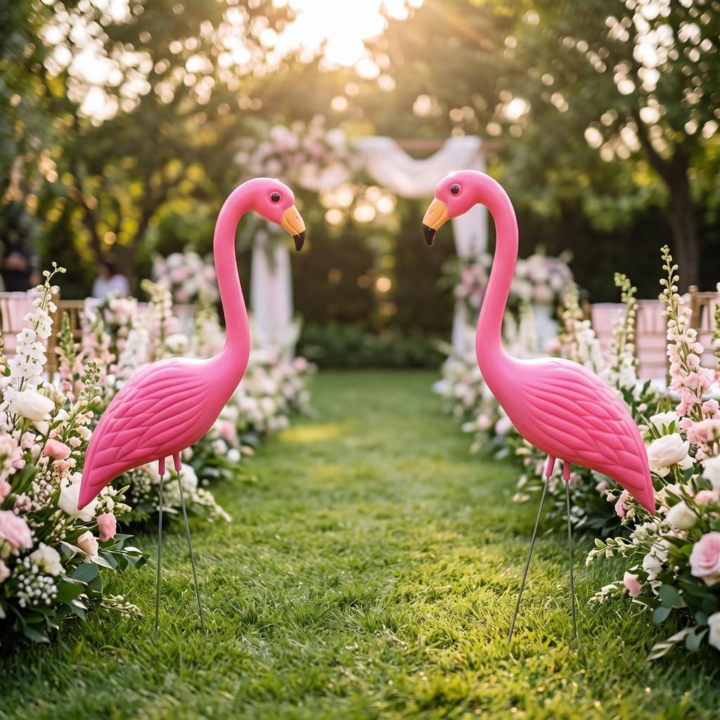 Flamingo Garden Ornament Sturdy Eye-Catching for Courtyard