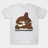 Men Black Print T-shirt Sassy The Sasquatch Guitar Big Foot Lez Show Joke No-Cut Transfer Paper Print Cotton Tshirt