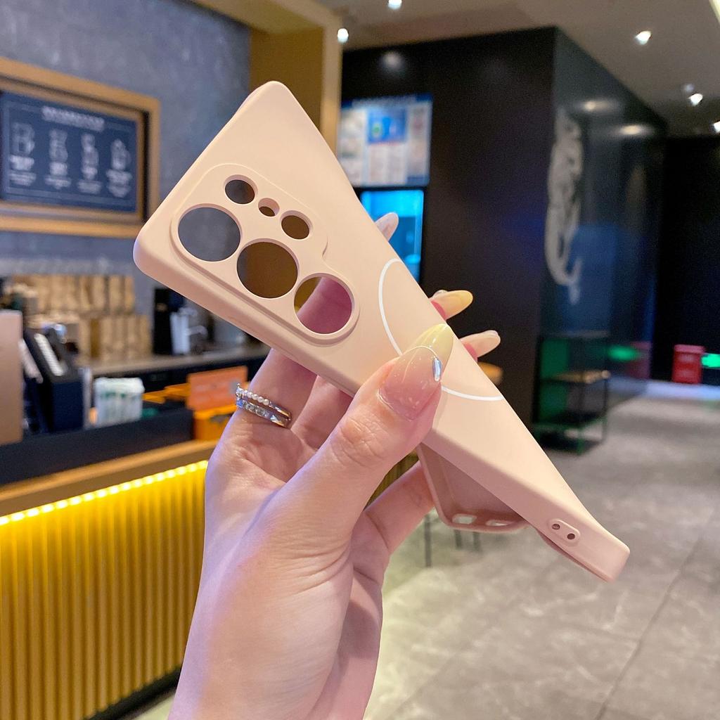 Suitable for Samsung S25 Ultra Thin Circle Magnetic Phone Case A55 Liquid A54 Silicone Soft Shell A16 Skin Feeling Full