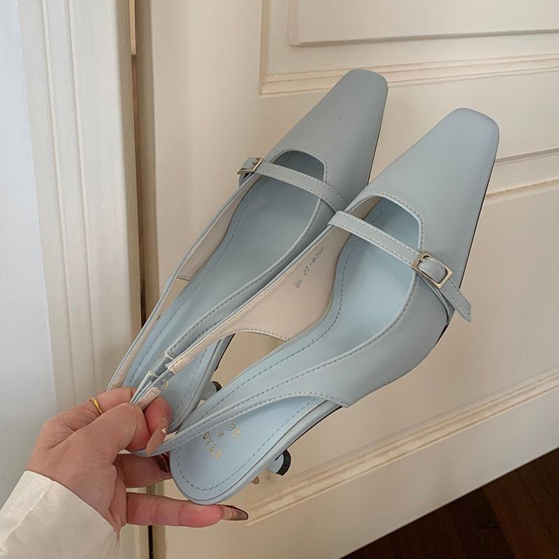 Fashion Female Shallow Footwear Slip On Pumps Women Heeled Shoes Fashion Medium Heels Shoes For Ladies 2025 New Summer Spring